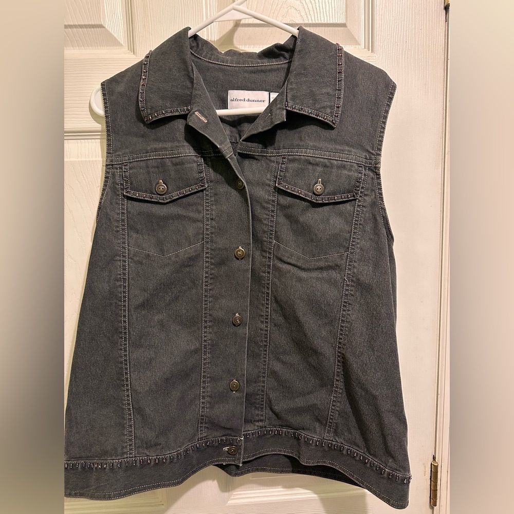 Alfred Dunner Charcoal Denim Jacket, Size 14